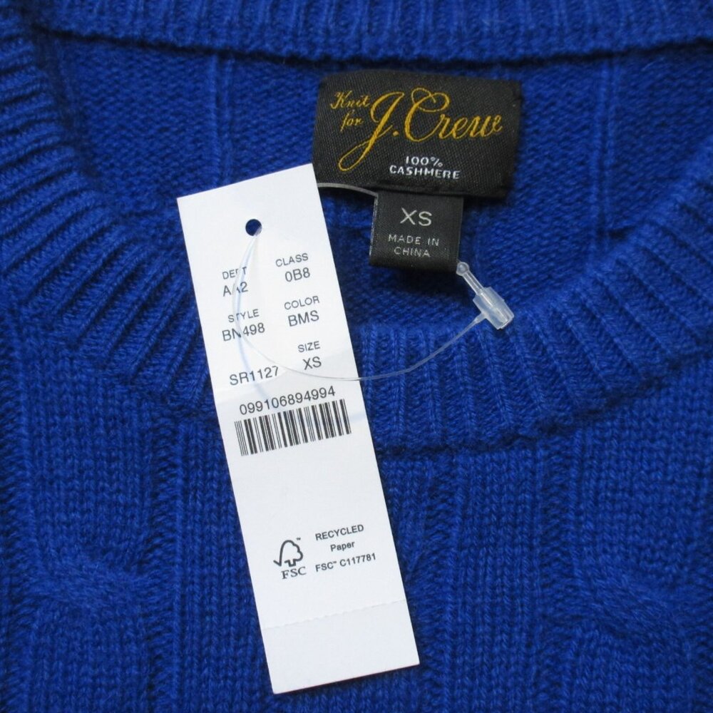NWT J.Crew Men's Cashmere Cable-knit Sweater in Bright Multi Stripe Pullover XS - Picture 5 of 6